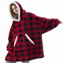 image-Winter Warm Fleece Wearable Hooded Blanket Fluffy TV Blanket Hoodie