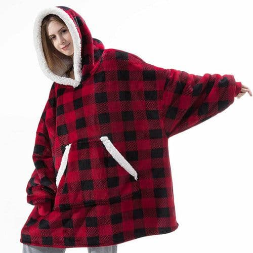image-Winter Warm Fleece Wearable Hooded Blanket Fluffy TV Blanket Hoodie