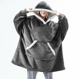 image-Winter Warm Fleece Wearable Hooded Blanket Fluffy TV Blanket Hoodie