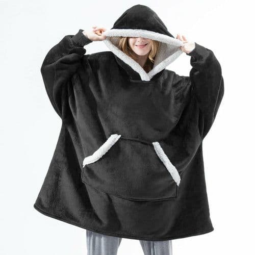 image-Winter Warm Fleece Wearable Hooded Blanket Fluffy TV Blanket Hoodie