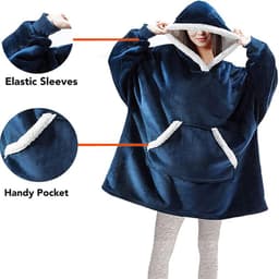 image-Winter Warm Fleece Wearable Hooded Blanket Fluffy TV Blanket Hoodie