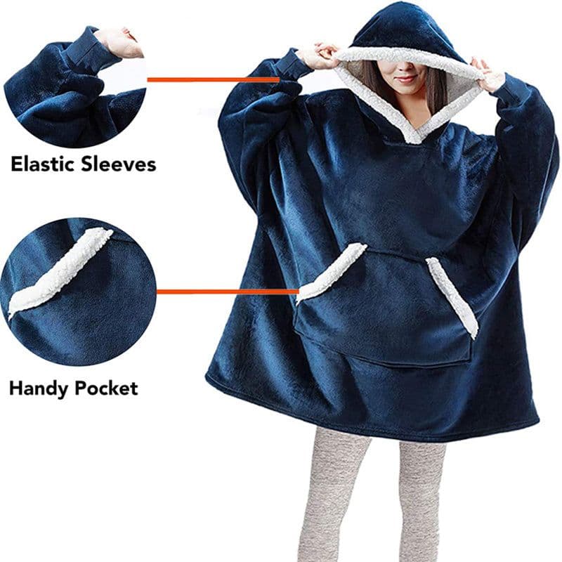 image-Winter Warm Fleece Wearable Hooded Blanket Fluffy TV Blanket Hoodie