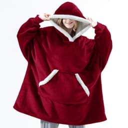 image-Winter Warm Fleece Wearable Hooded Blanket Fluffy TV Blanket Hoodie
