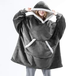 image-Winter Warm Fleece Wearable Hooded Blanket Fluffy TV Blanket Hoodie