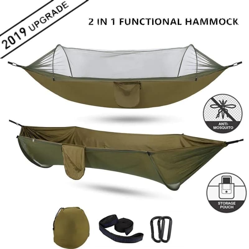 image-2020 Camping Hammock with Mosquito Net Pop-Up Light Portable Outdoor