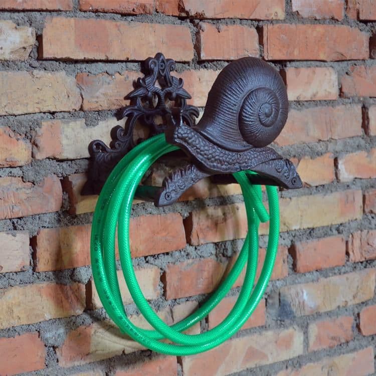image-Cast Iron Snail Hose Holder Pipe Reel Rope Holder Stand Vintage Garden