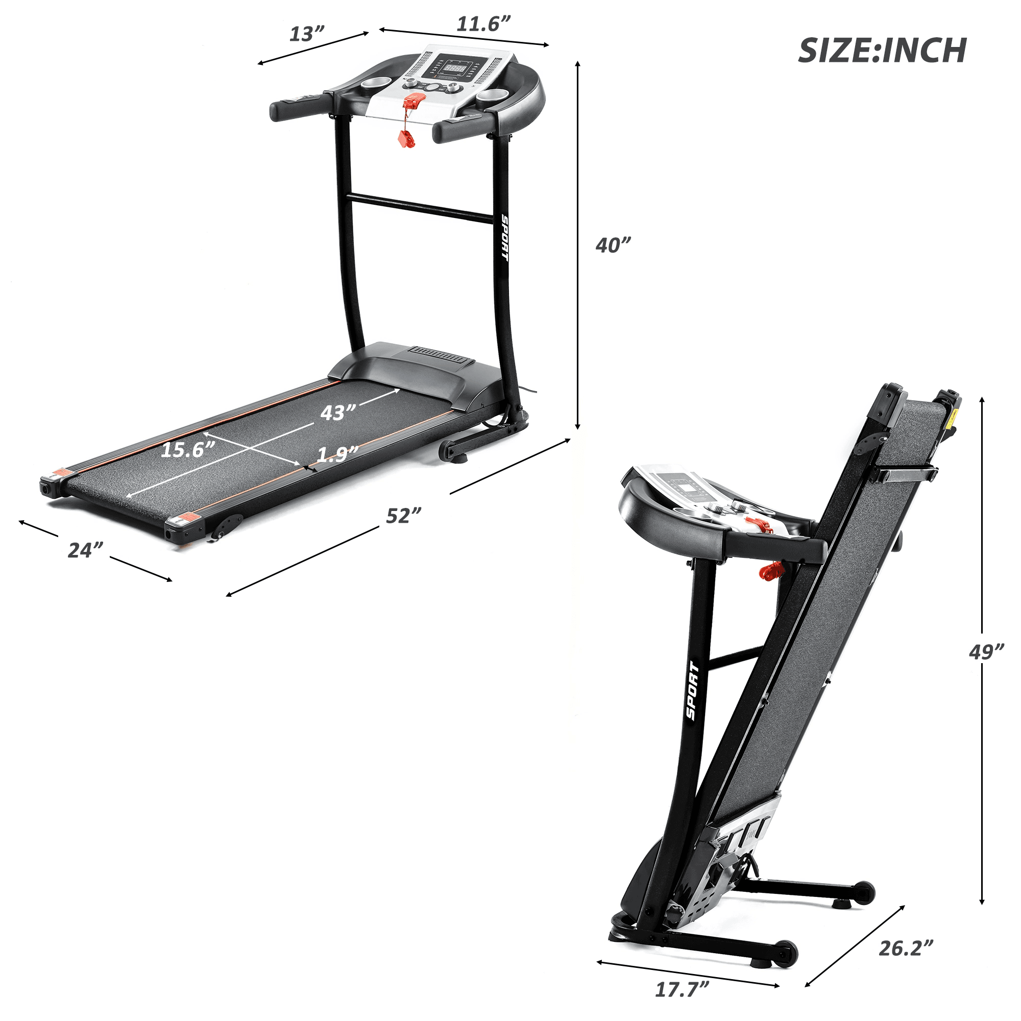 image-Folding Treadmill with Safety Lock with LCD Monitor