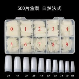 image-Box 500 Acrylic False Nail Tips Clear White Natural Color French Nail