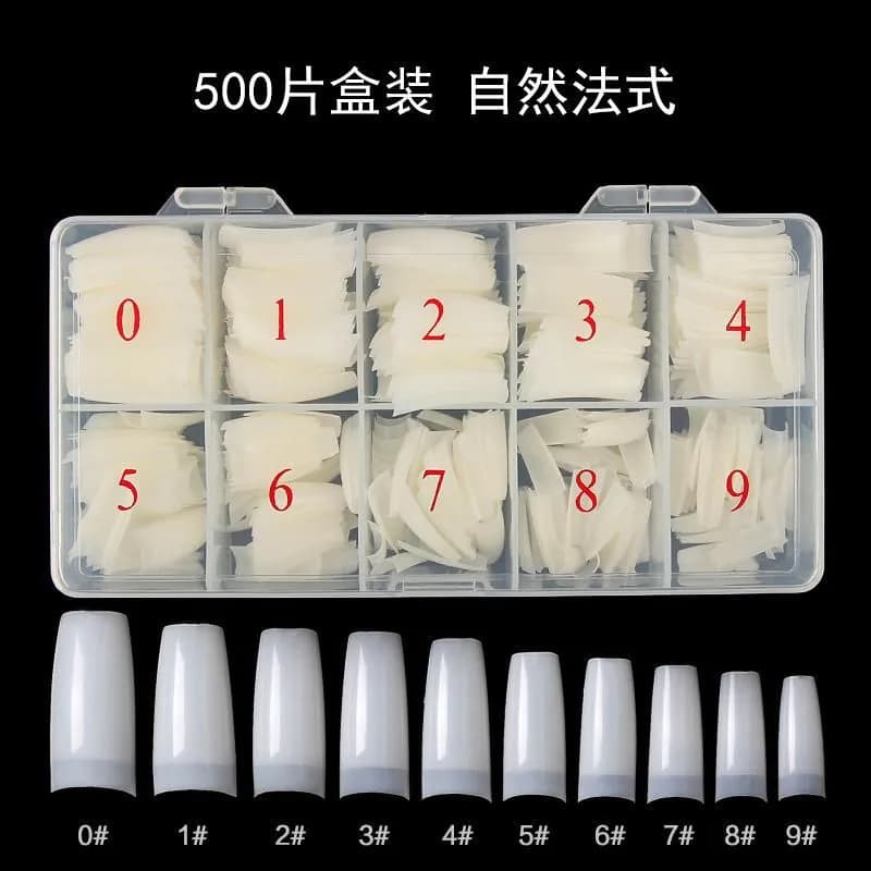 image-Box 500 Acrylic False Nail Tips Clear White Natural Color French Nail