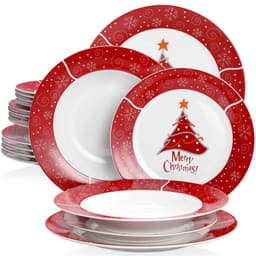 image-VEWEET Christmastree 18/36 Piece Christmas Gift Porcelain Dinnerware