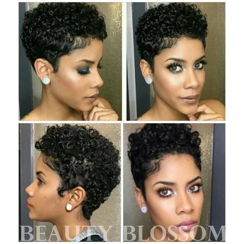 image-Short Wigs Brazilian Virgin Hair Kinky Curly Hair Lace Front Wigs