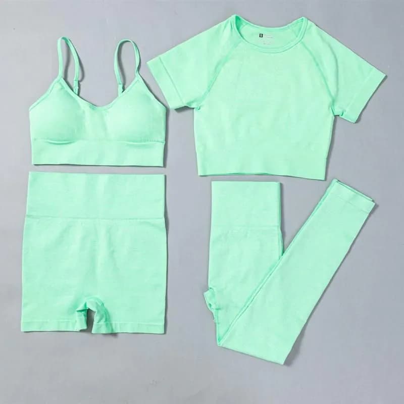 image-4pcs Women Seamless Yoga Set Workout Sport Wear Gym Clothing