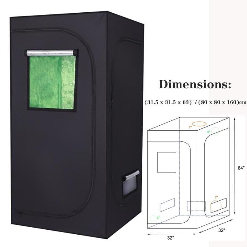 image-(31.5 x 31.5 x 63)" Hydroponic Plant Growing Tent with Window Grow