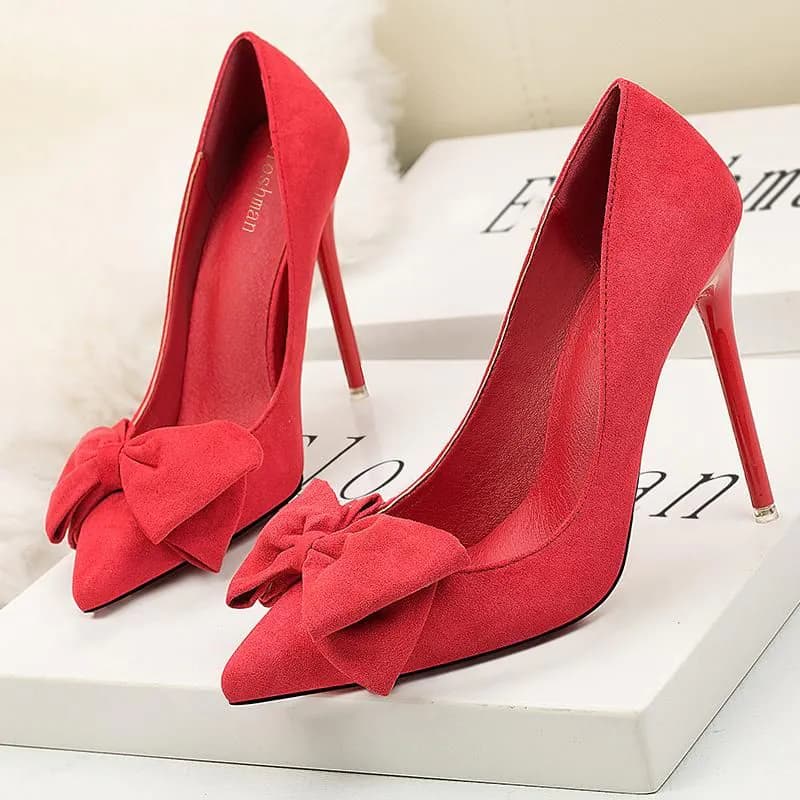 image-Super high heel shoes Ladies flock upper slip-ons 11cm women stiletto