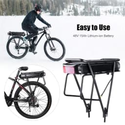 image-Electric Bicycle Battery 48V 15Ah Rear Rack Battery Pack Big Capacity
