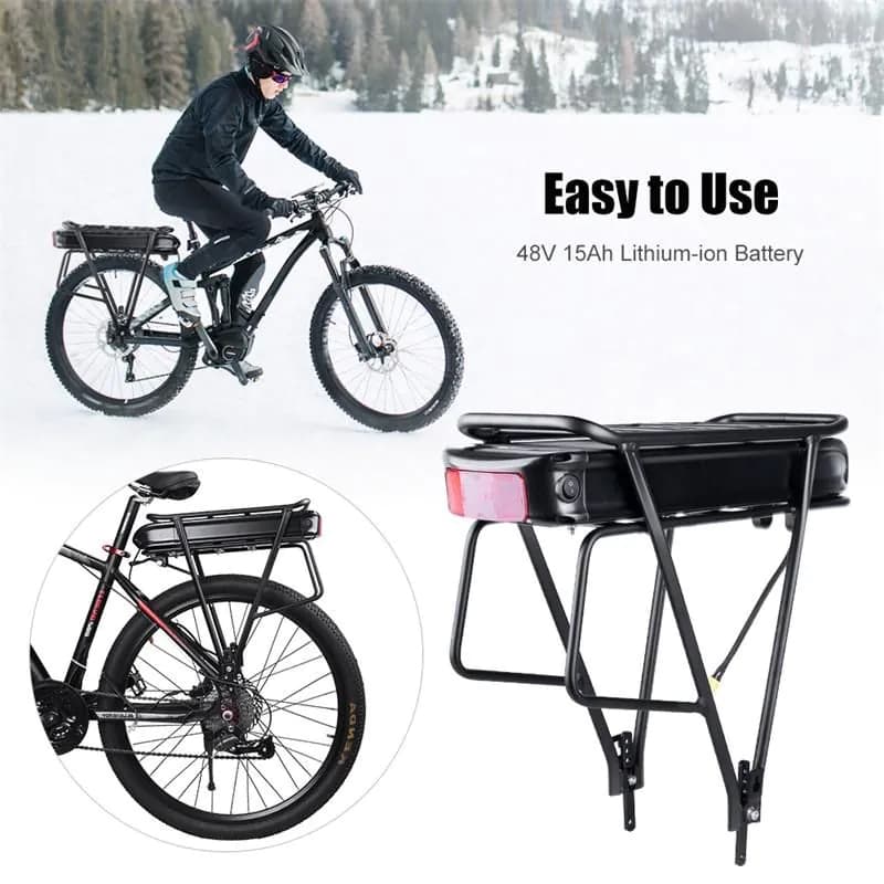 image-Electric Bicycle Battery 48V 15Ah Rear Rack Battery Pack Big Capacity
