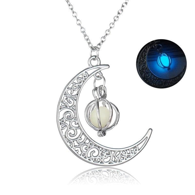 image-Fashion Moon Natural Glowing Stone Healing Necklace Women Gift Charm Luminous Pendant Necklace Jewelry