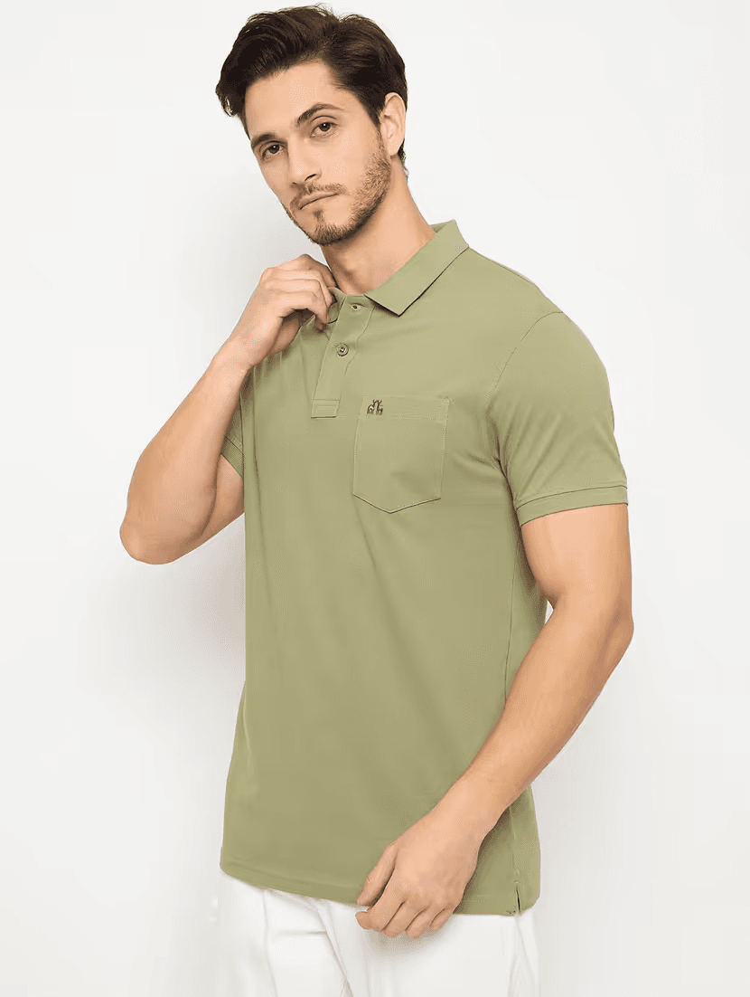 image-Men's Polyster Half Sleeve Sport Tshirt (Size-L) (Color-MEHANDI)