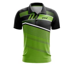 image-Men's Printed Polyester Collar T-shirt Green, Black color