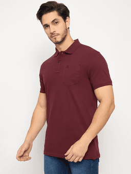 image-Men's Polyster Half Sleeve Sport Tshirt (Size-L) (Color-MAROON)