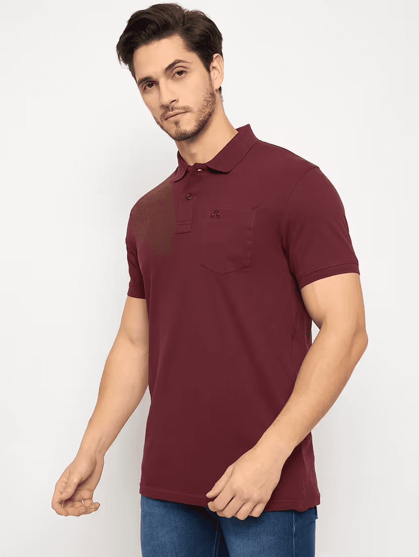 image-Men's Polyster Half Sleeve Sport Tshirt (Size-L) (Color-MAROON)