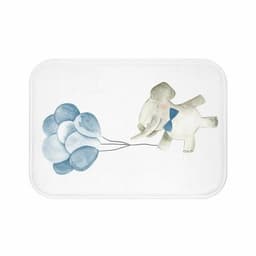 image-Baby Elephant Holding Balloons Mat Home Accents