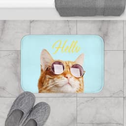 image-Hello Cat with Sunglasses Bath Mat