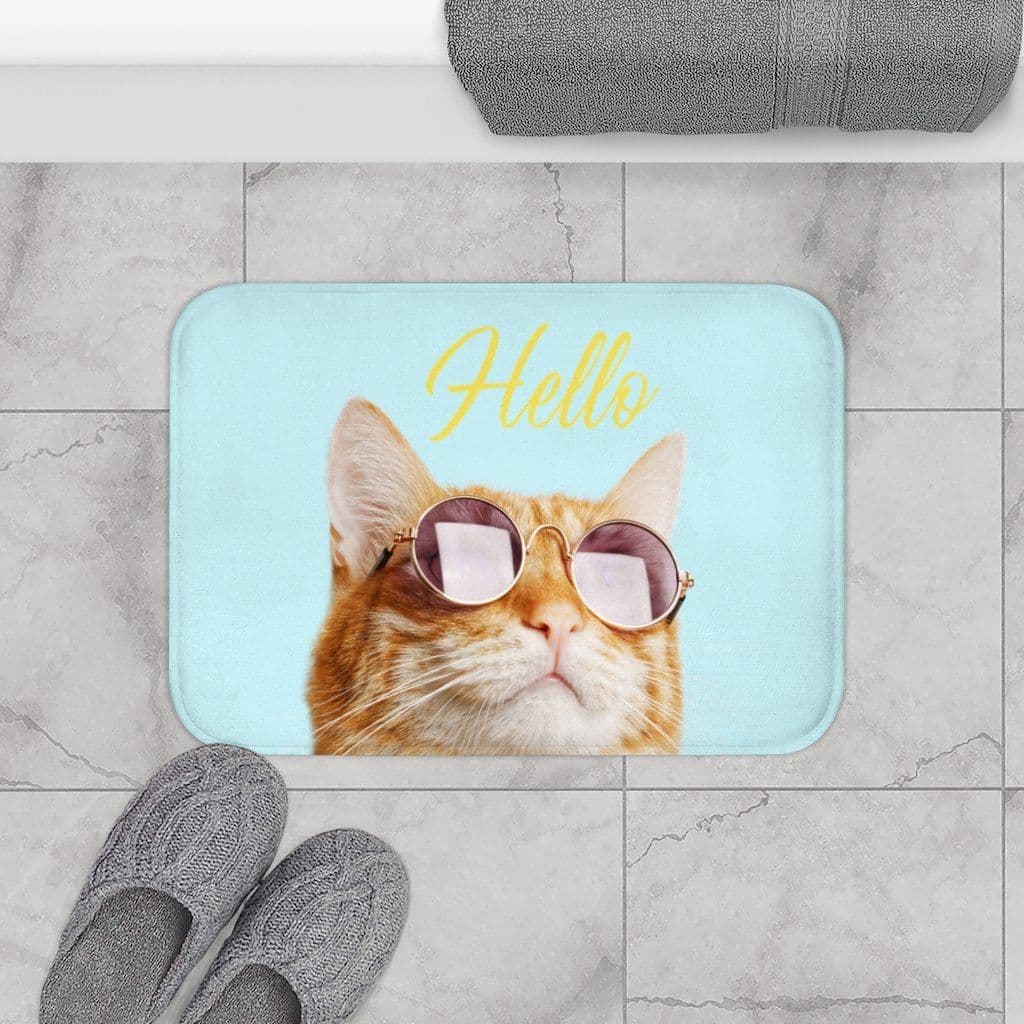 image-Hello Cat with Sunglasses Bath Mat