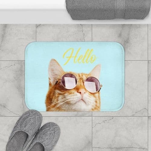 image-Hello Cat with Sunglasses Bath Mat