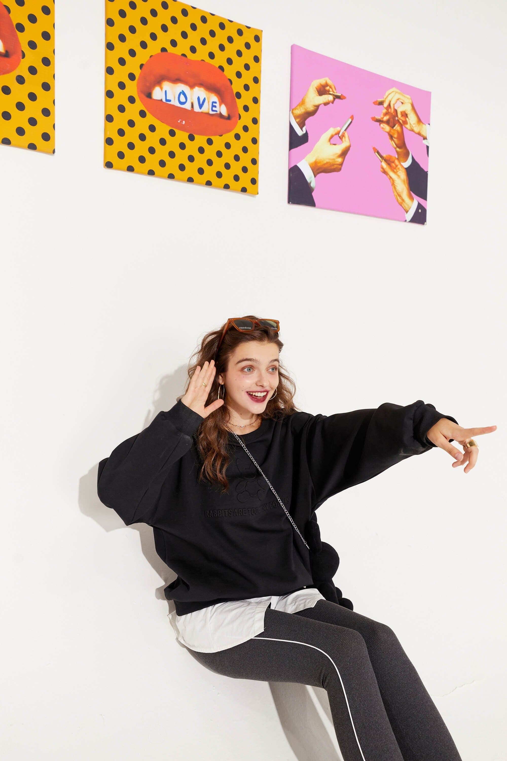 image-Harajuku Solid Pure Casual Pullover Sweatshirt Women,Autumn Vintage