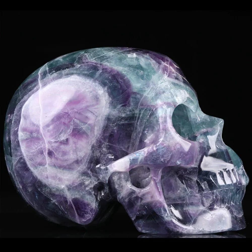 image-Natural Purple Fluorite 5 Inch Gemstone Skull