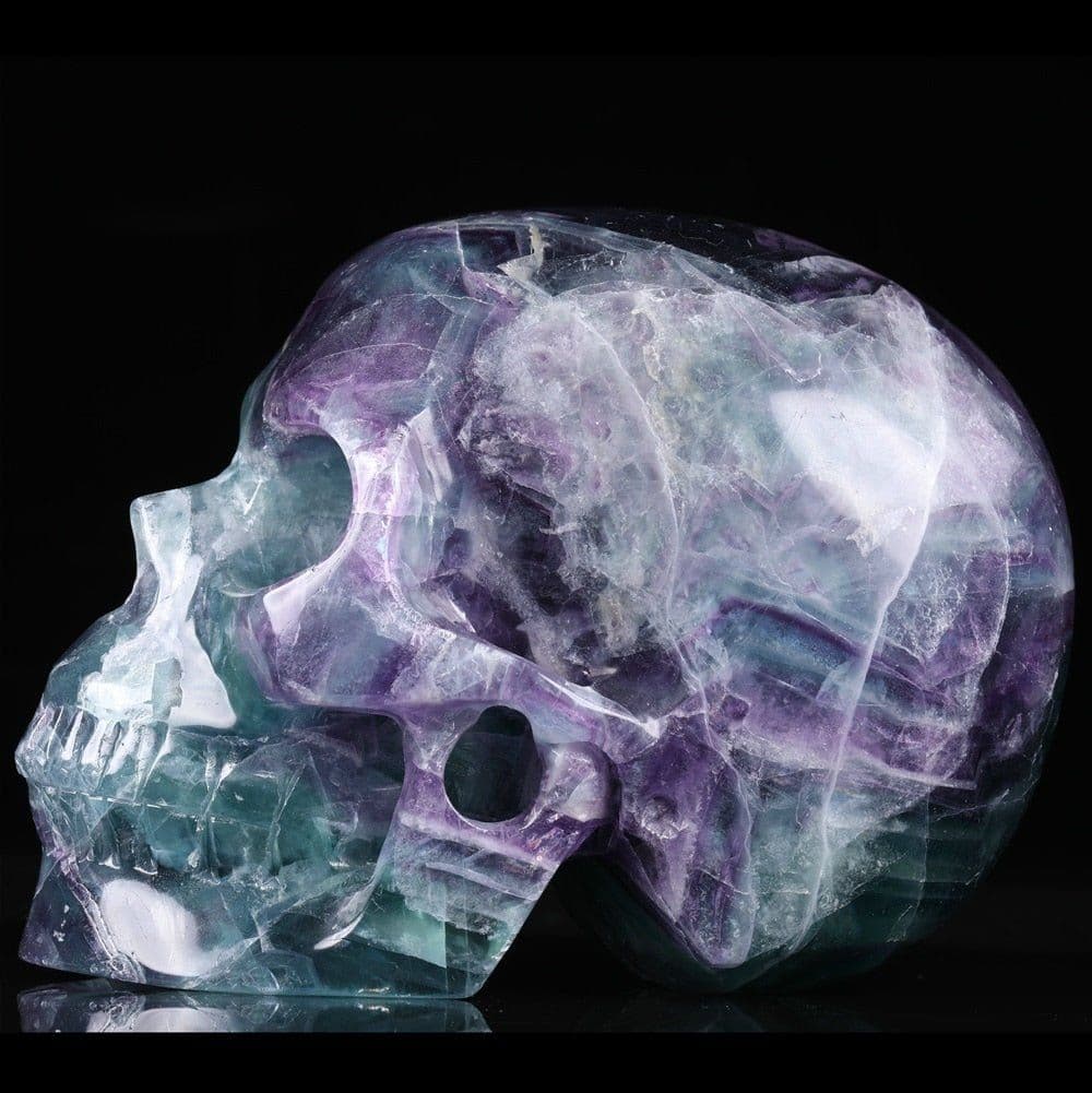 image-Natural Purple Fluorite 5 Inch Gemstone Skull