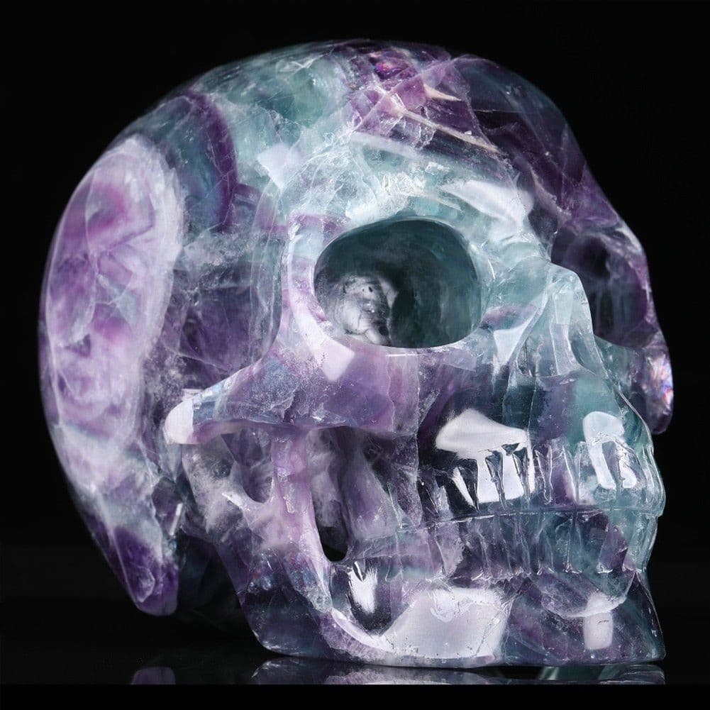 image-Natural Purple Fluorite 5 Inch Gemstone Skull