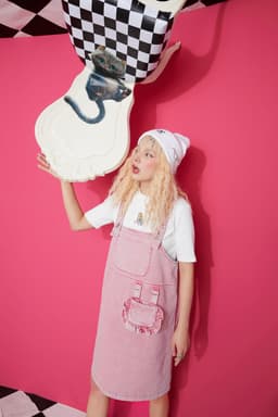 image-Solid Pure High Waist Casual Women Overall Skirts,Spring ELF Vintage