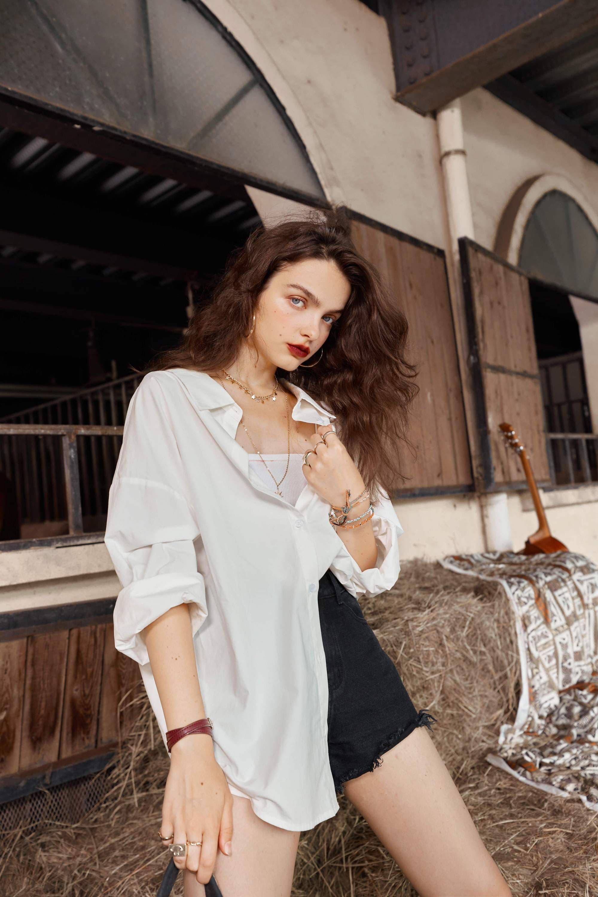 image-Solid Pure Chic Single Breasted Casual Shirt Women,Autumn Vintage Full