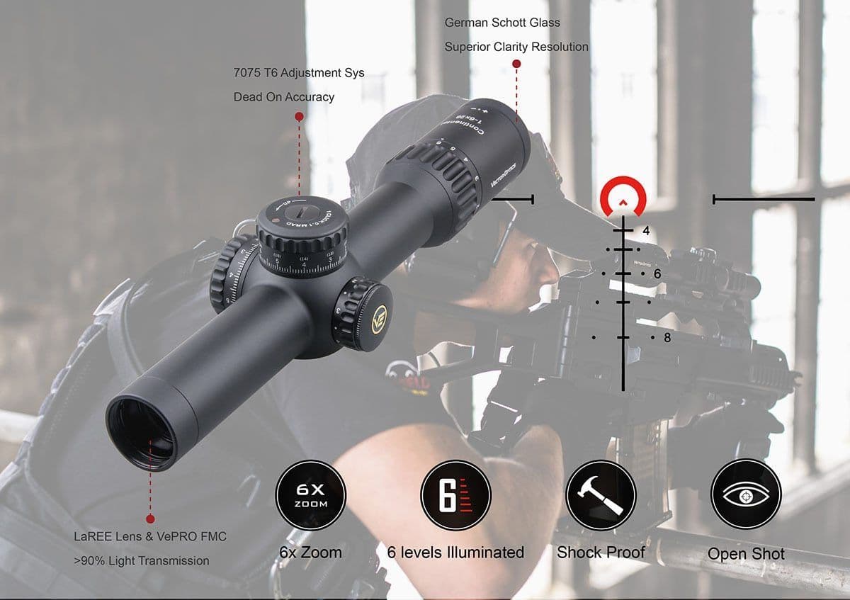 image-Vector Optics Continental 1-6x28 HD FFP Hunting Riflescope 1/10 MIL