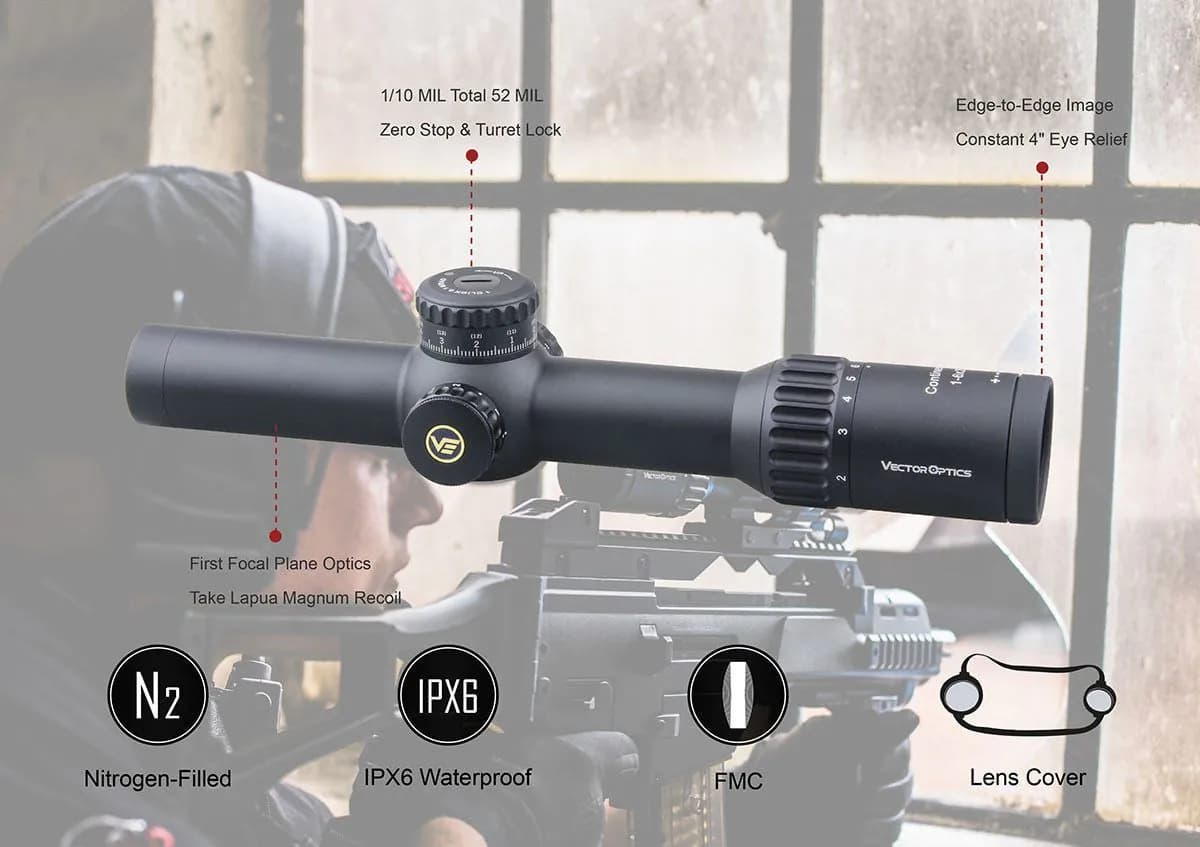 image-Vector Optics Continental 1-6x28 HD FFP Hunting Riflescope 1/10 MIL