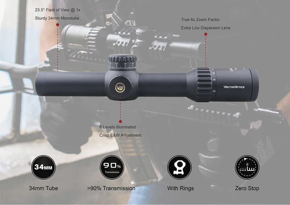 image-Vector Optics Continental 1-6x28 HD FFP Hunting Riflescope 1/10 MIL