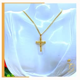 image-18K Real Gold Cross Necklace 18”