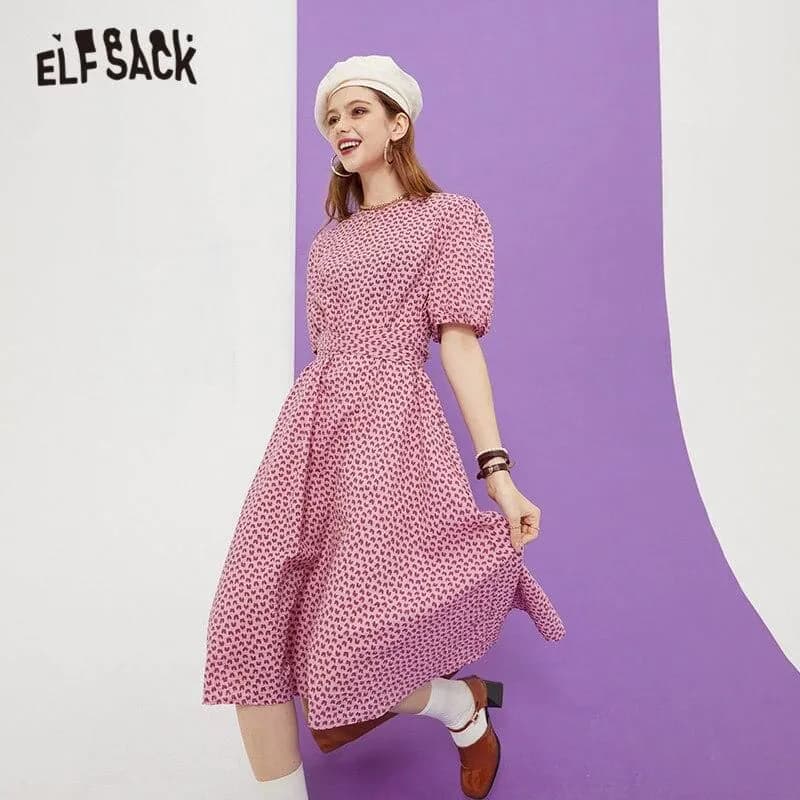 image-Love Print Casual Midi Holiday Dresses Women,Summer Vintage Short