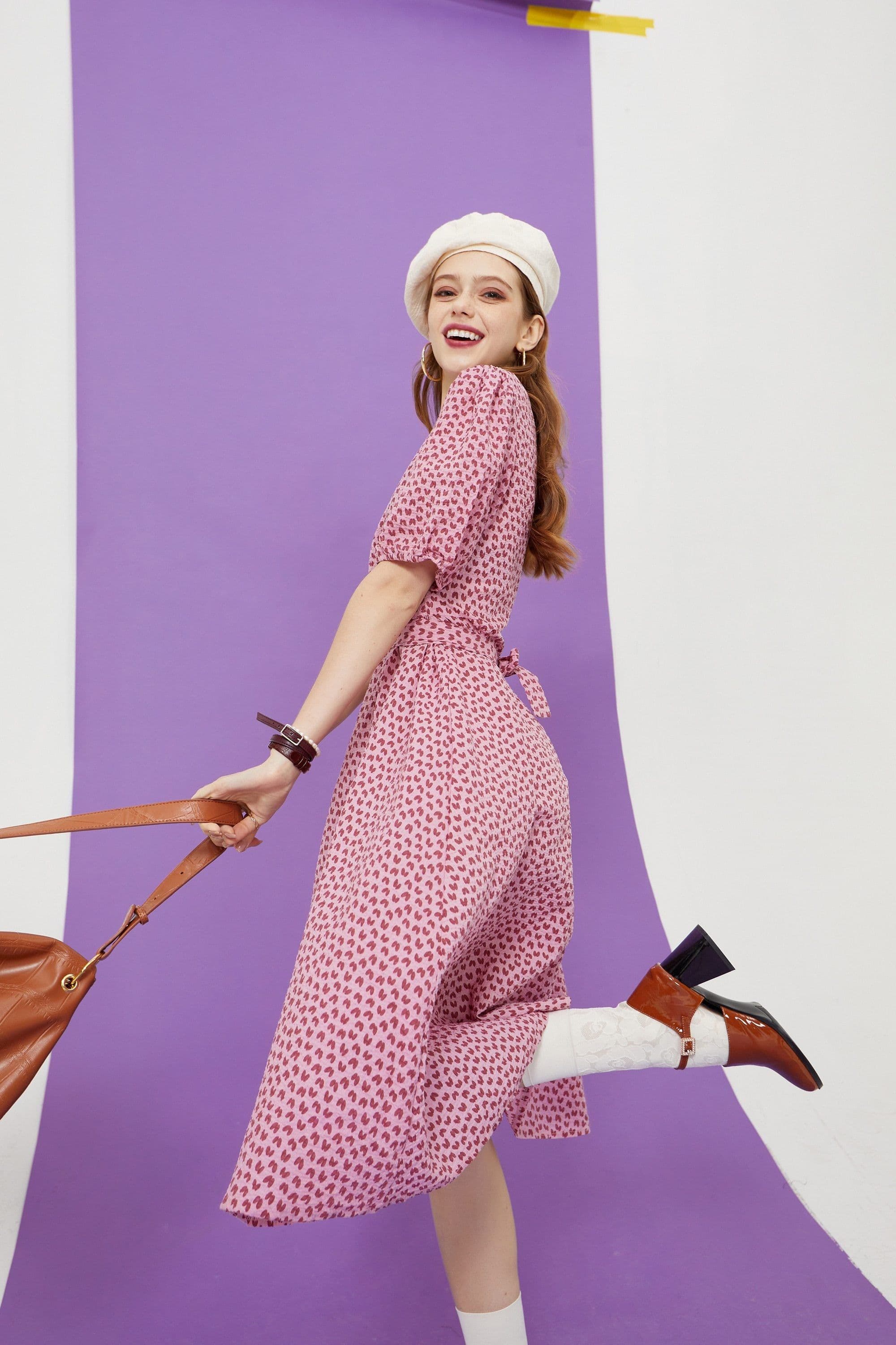 image-Love Print Casual Midi Holiday Dresses Women,Summer Vintage Short