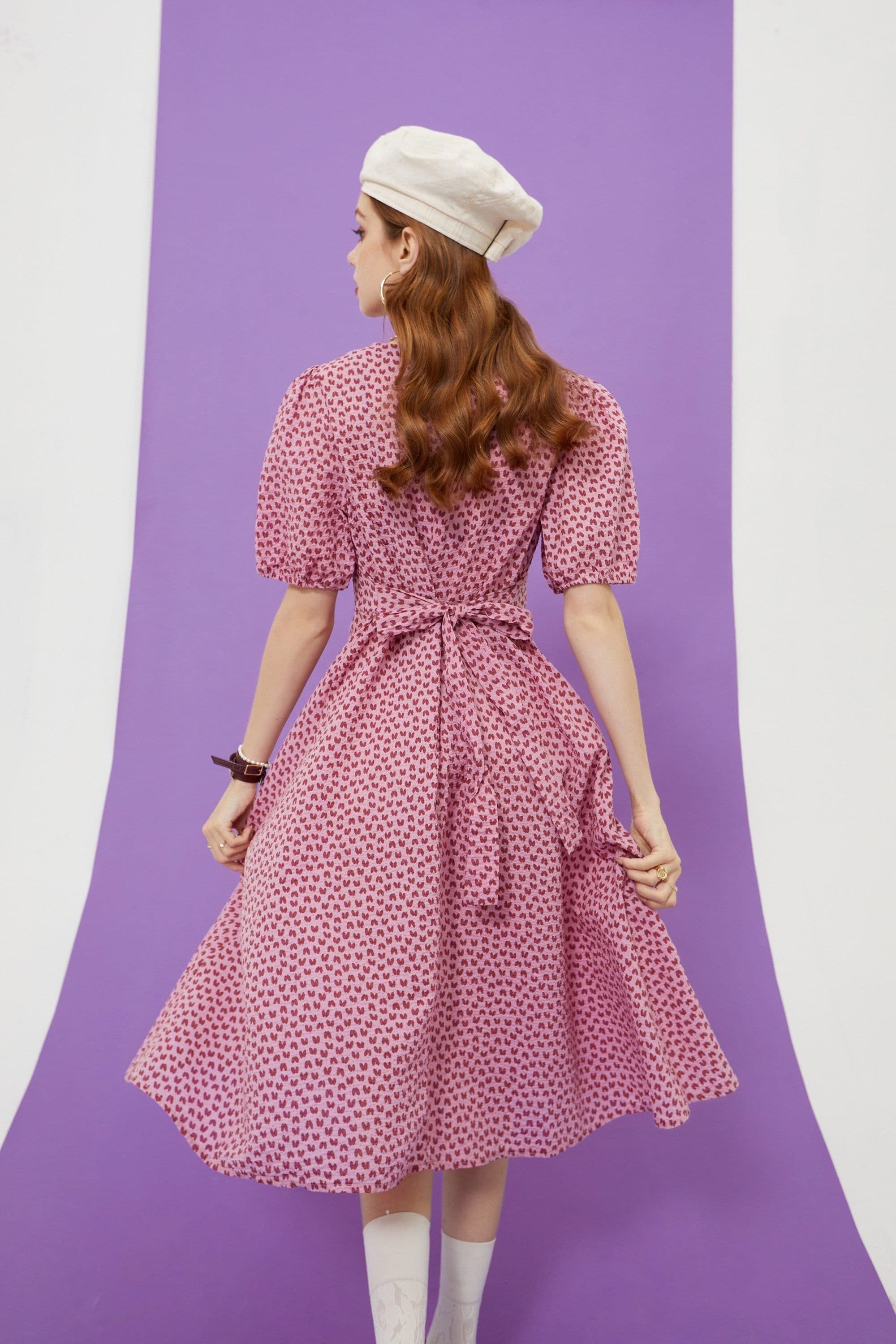 image-Love Print Casual Midi Holiday Dresses Women,Summer Vintage Short