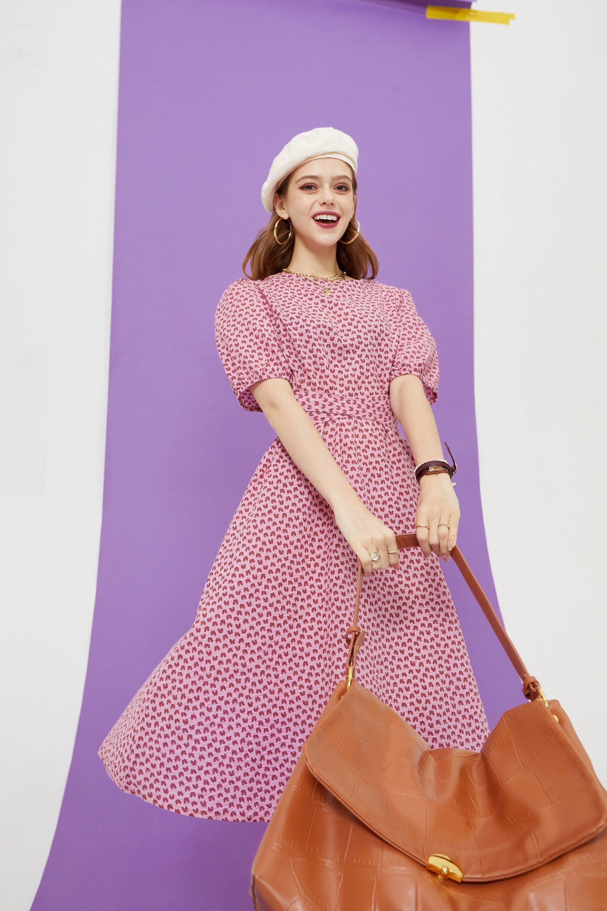 image-Love Print Casual Midi Holiday Dresses Women,Summer Vintage Short