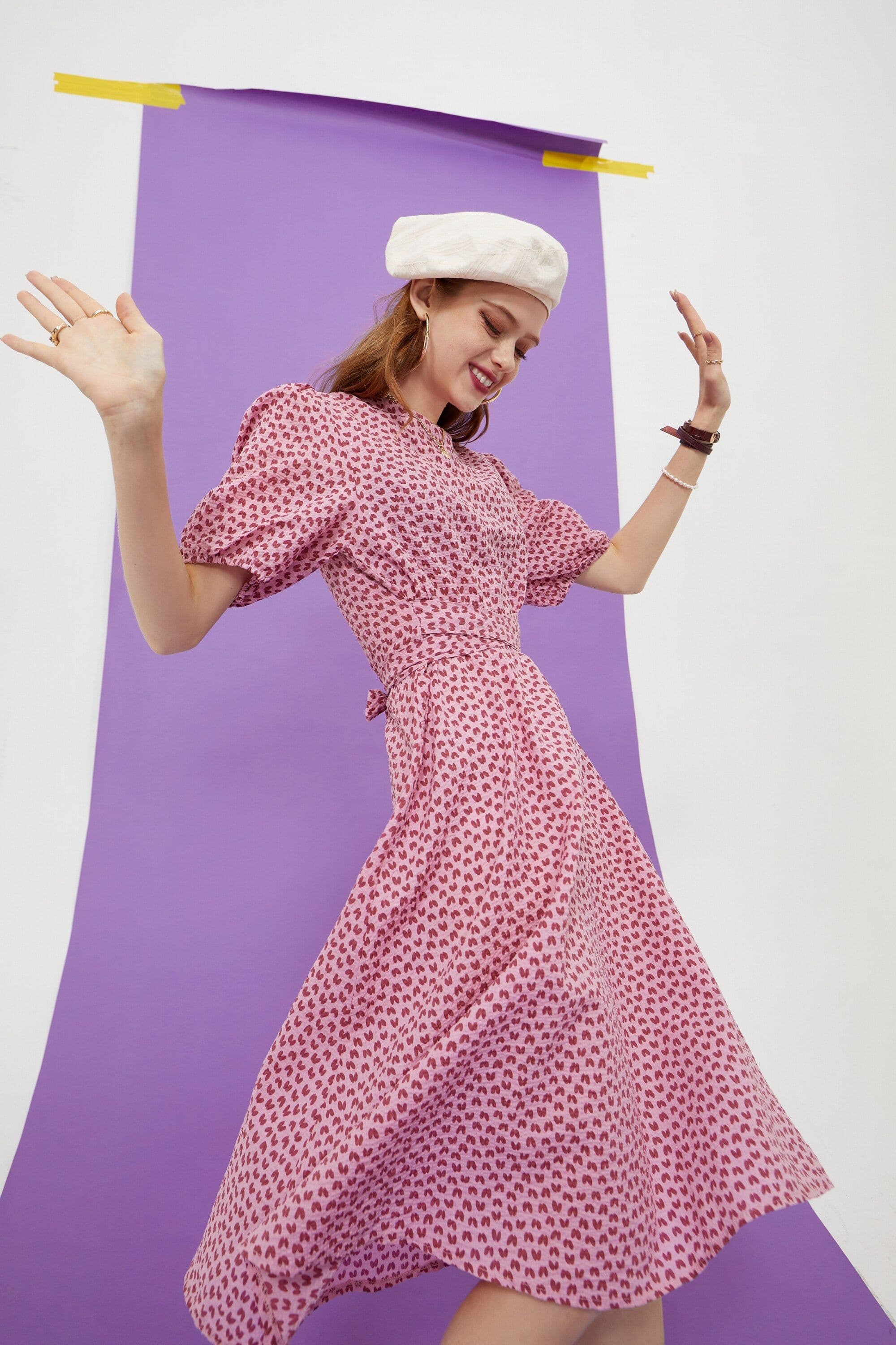 image-Love Print Casual Midi Holiday Dresses Women,Summer Vintage Short