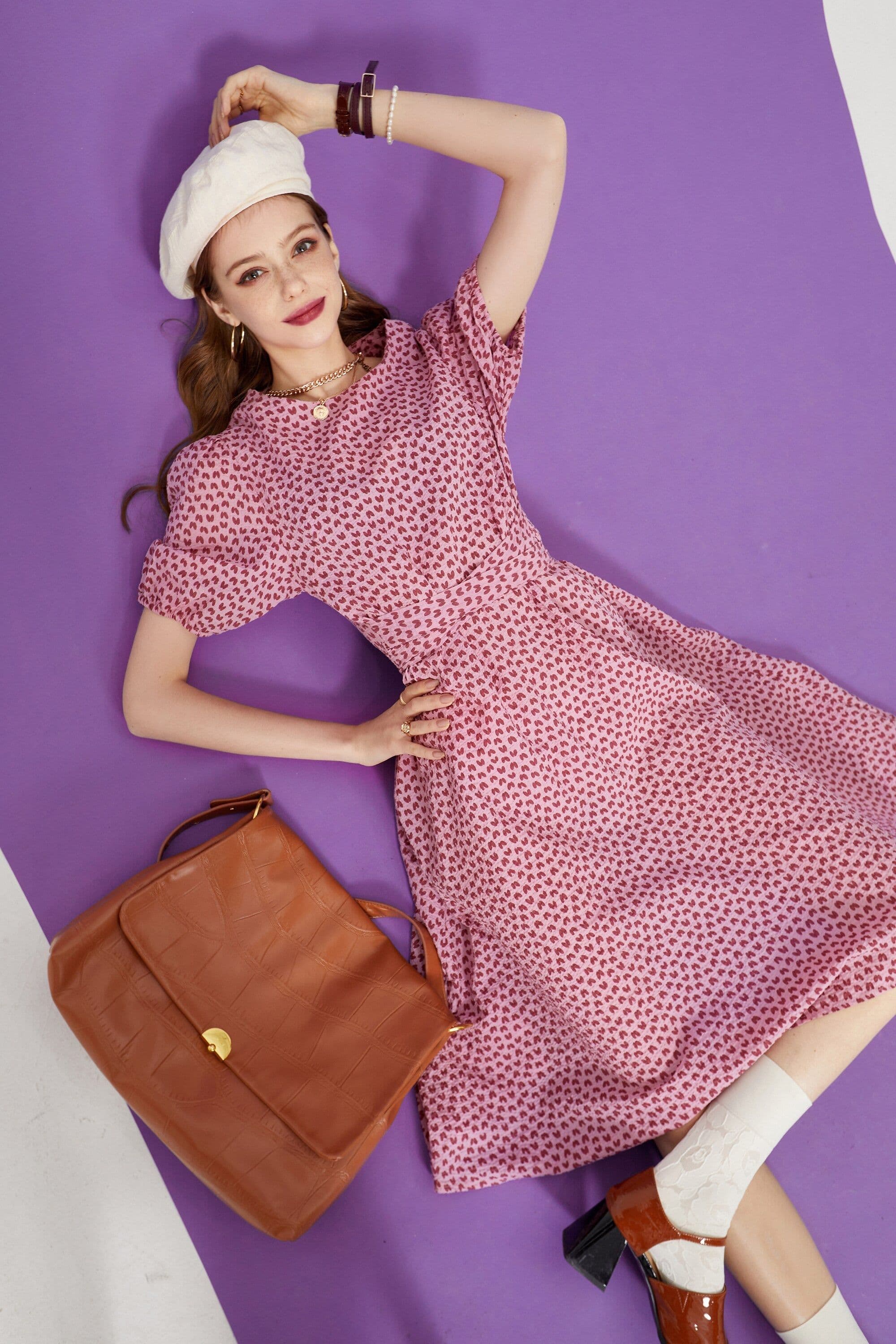image-Love Print Casual Midi Holiday Dresses Women,Summer Vintage Short