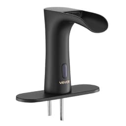 image-VEVOR Touchless Bathroom Sink Faucet, Automatic Motion Sensor Waterfall Restroom Toilet Faucet with Hole Cover Plate, Modern Electronic Sensor Hot/Cold Water for 9/16 in Pipe Commercial,Matte Black