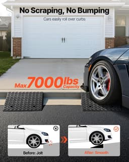 image-VEVOR Driveway Curb Ramp, 7000 lbs Load Capacity, 7 Inches Rise Height Heavy Duty Curbside Bridge Ramp with Drainage Tank for Wheelchairs, Strollers, Motorcycles, Cars, Lawn Mowers & Trailers, 2 Pack