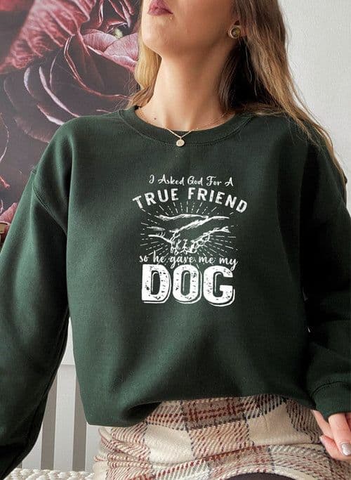 image-I Asked God For A True Friend Sweat Shirt