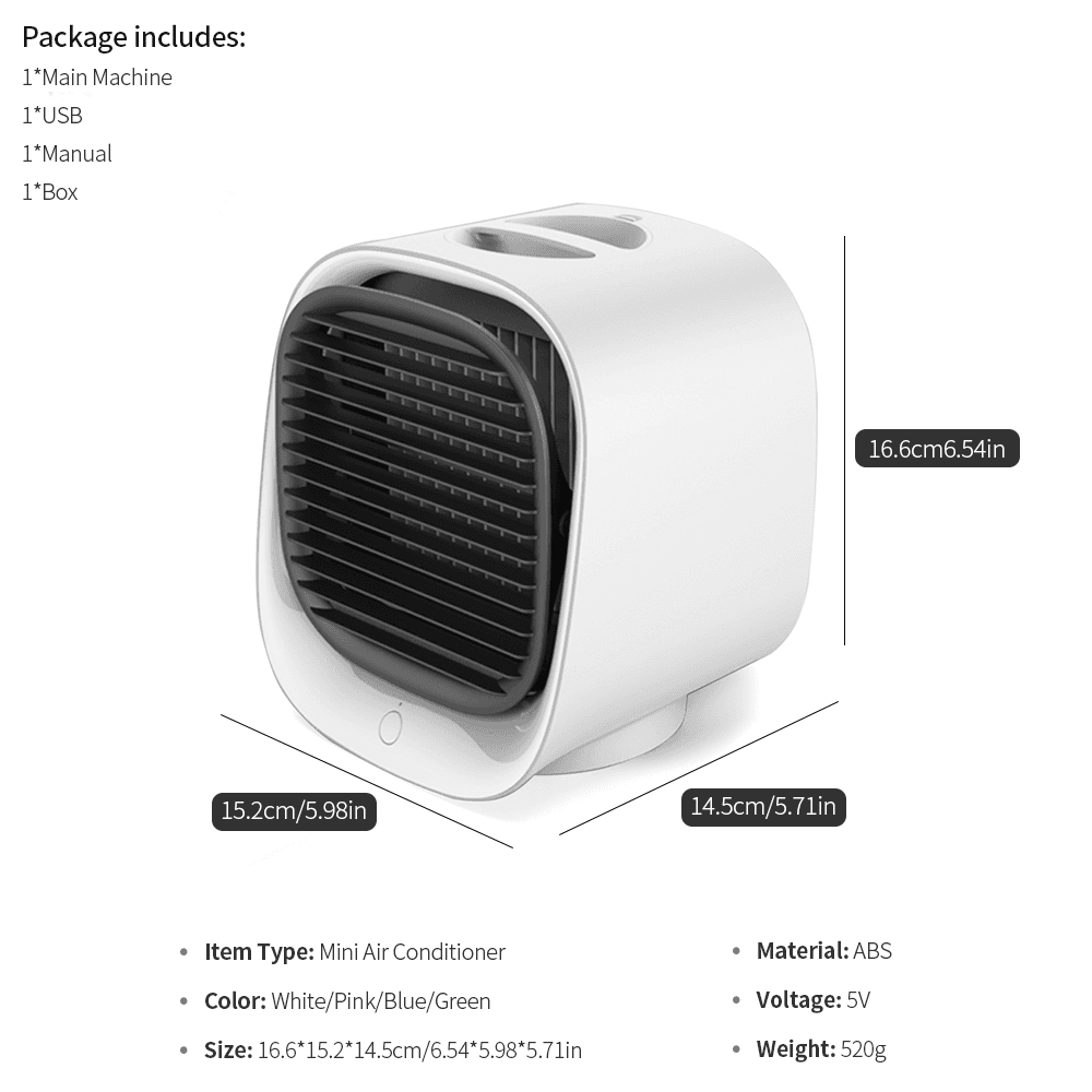 image-Portable USB Air Cooler Fan Mini Desktop Air Conditioner