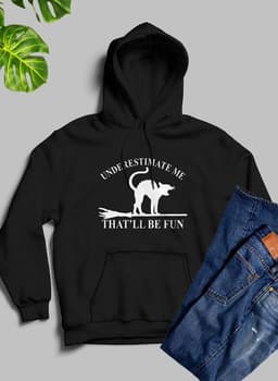image-Underestimate Me Black Cat Hoodie